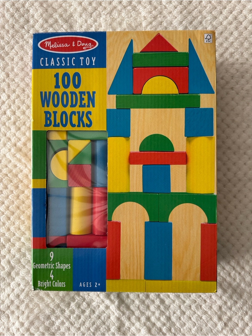 🌈🧱 🆕Melissa & Doug Classic Toy 100 Wooden Blocks